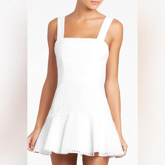 Amanda Uprichard Annalise Gingham Organza Mini Dress in White Size Medium - Picture 4 of 9